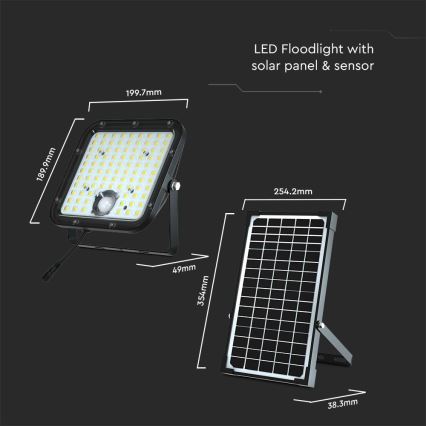 Riflettore LED solare con sensore LED/30W/6,4V 4000K + telecomando