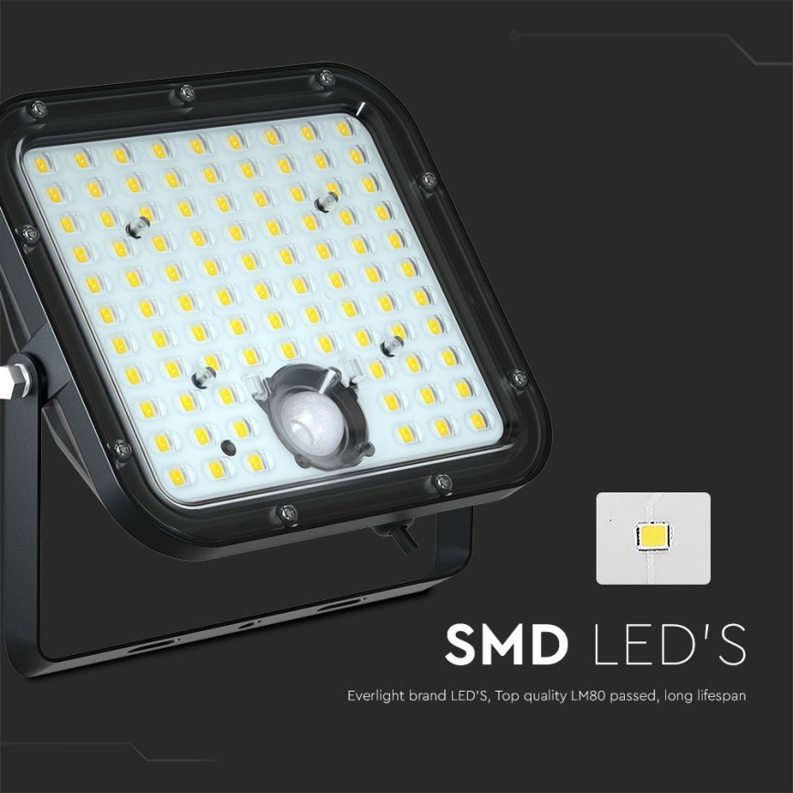 Riflettore LED solare con sensore LED/30W/6,4V 6400K + telecomando