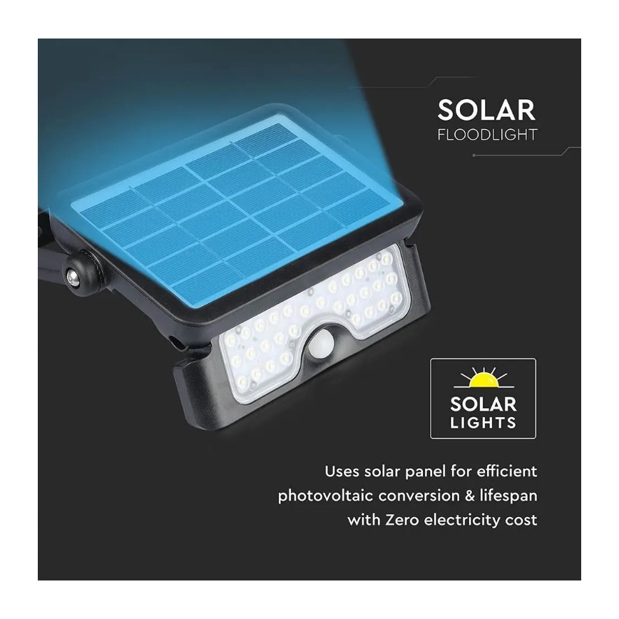 Riflettore LED solare con sensore LED/5W/3,7V IP65 4000K 3000 mAh