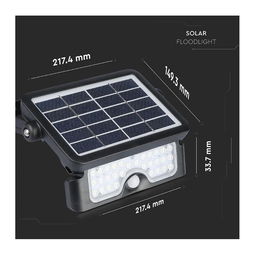 Riflettore LED solare con sensore LED/5W/3,7V IP65 4000K 3000 mAh