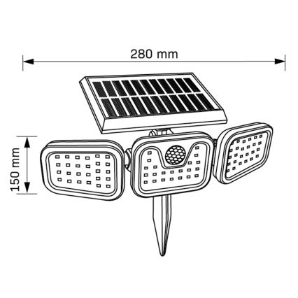 Riflettore LED solare con sensore TRIO LED/0,6W/3,7V 1200 mAh IP44