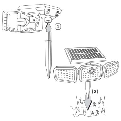 Riflettore LED solare con sensore TRIO LED/0,6W/3,7V 1200 mAh IP44
