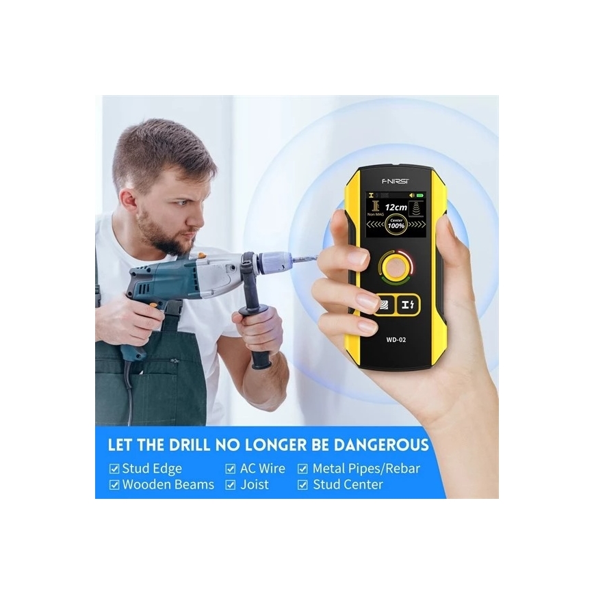 Rilevatore di metalli, tensione e disomogeneità, 300 mAh, 5V