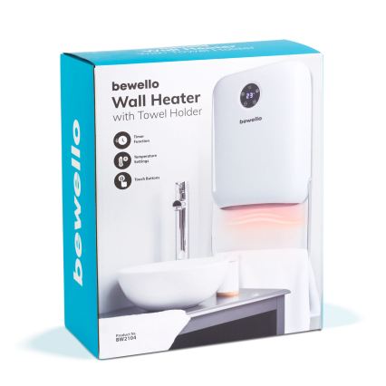 Riscaldatore da parete con portasalviette 2000W/230V IP22 bianco + telecomando