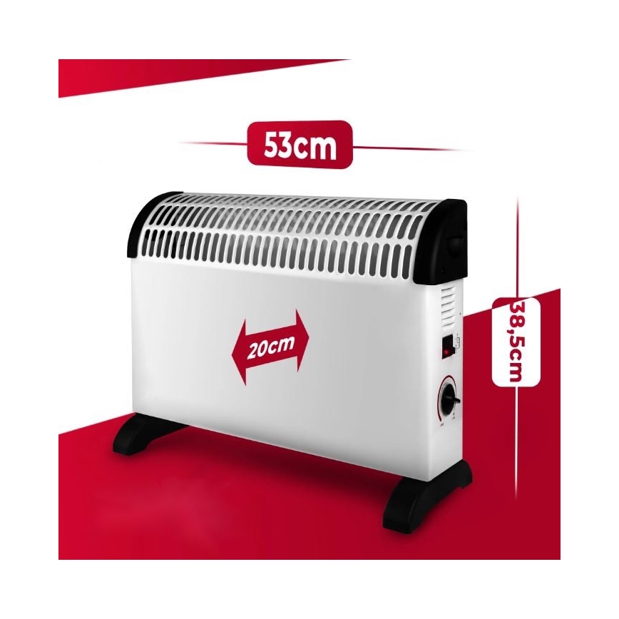 Riscaldatore elettrico a convettore 750/1250/2000W termostato