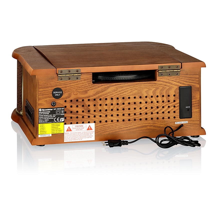 Roadstar HIF-1993D+BT- Hi-Fi con DAB/DAB+, giradischi, lettore CD e registratore a cassette 80W/230V + telecomando
