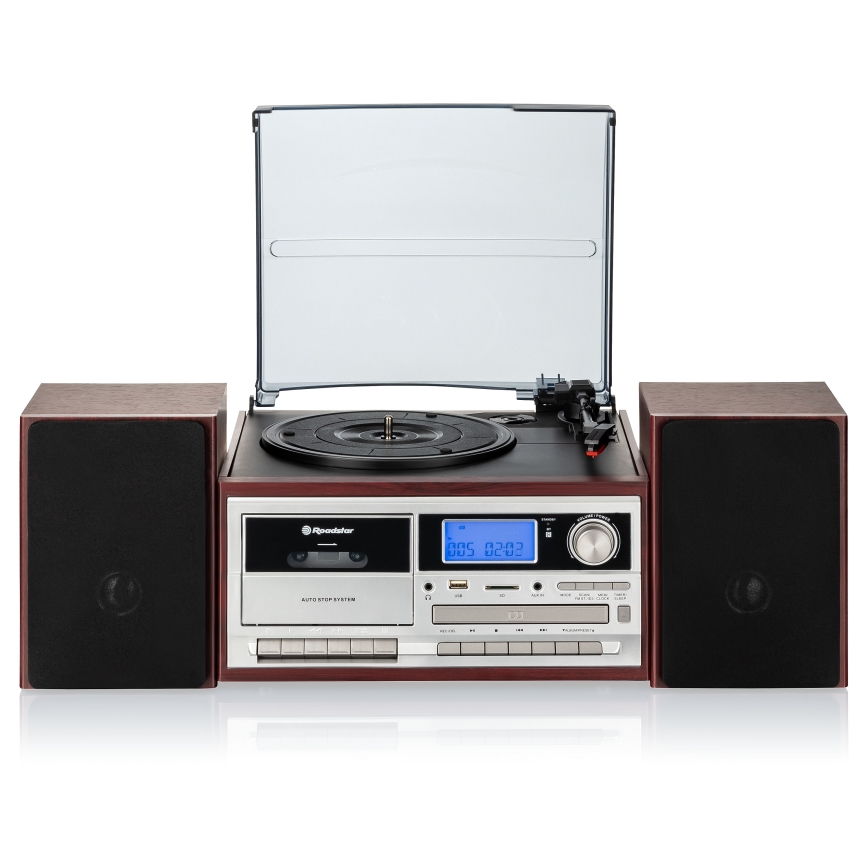Roadstar HIF-8892 EBT - Sistema Hi‑Fi con giradischi, lettore CD e registratore a cassette, 64W/230V + telecomando