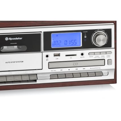 Roadstar HIF-8892 EBT - Sistema Hi-Fi con giradischi, lettore CD e lettore per cassette 64W/230V+telecomando