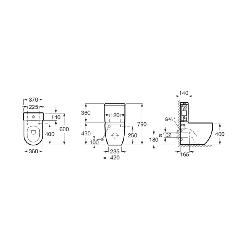 Roca A341242000 - Cassetta di risciacquo MERIDIAN, attacco inferiore, ceramica/bianco
