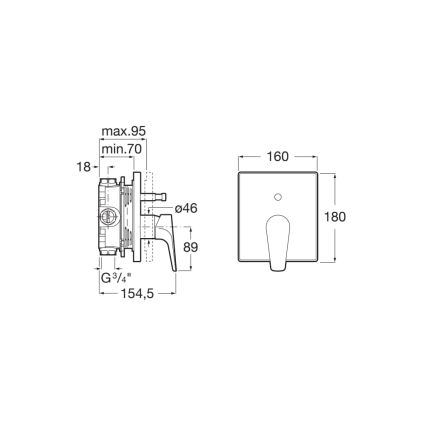 Roca A5A0B90C00 - Miscelatore doccia da incasso ATLAS, cromo lucido
