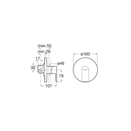 Roca A5A226EC00 - Miscelatore doccia per installazione ad incasso CALA, finitura cromo lucido