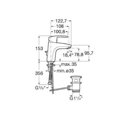 Roca A5A3098C00 - Miscelatore per lavabo + piletta MONODIN 15,3 cm cromo lucido