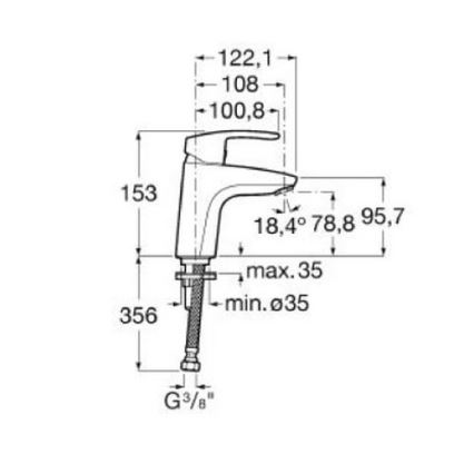 Roca A5A3298C00 - Miscelatore monocomando per lavabo MONODIN 15,3 cm, cromo lucido