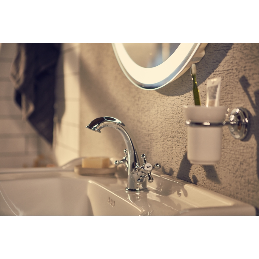 Roca A5A3A4BC00 - Miscelatore per lavabo + scarico con troppopieno CARMEN RETRO 17,8 cm cromo lucido