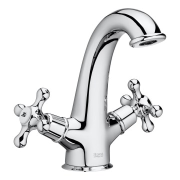 Roca A5A3A4BC00 - Miscelatore per lavabo + scarico con troppopieno CARMEN RETRO 17,8 cm cromo lucido