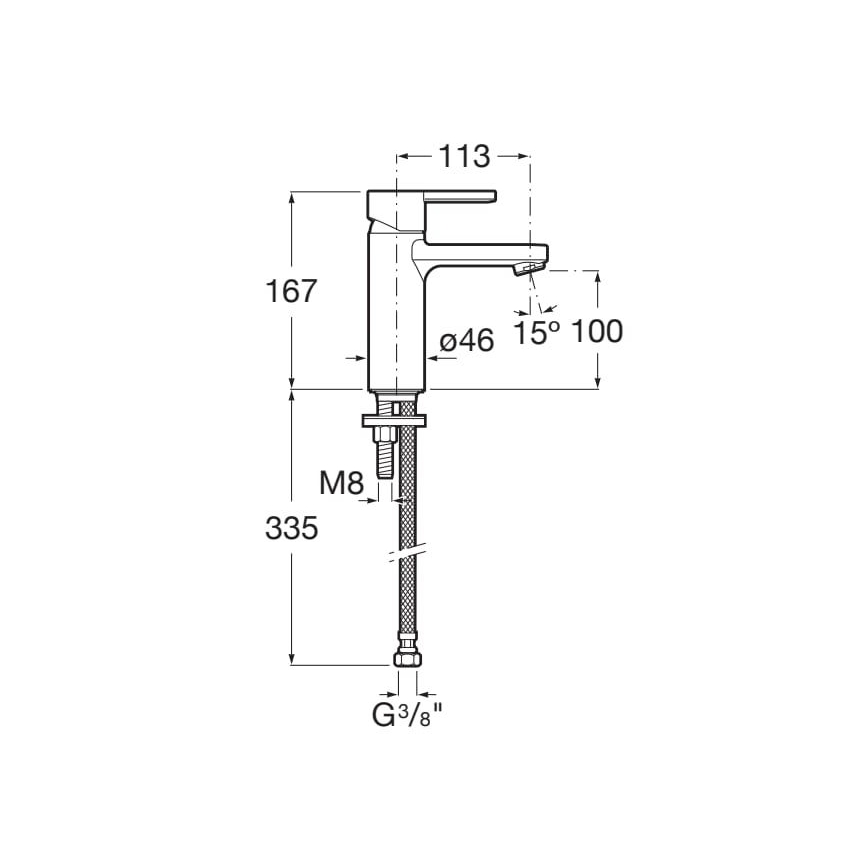 Roca A5A3A96CN0 - Rubinetto per lavabo NAIA 16,7 cm Cold Start/nero titanio