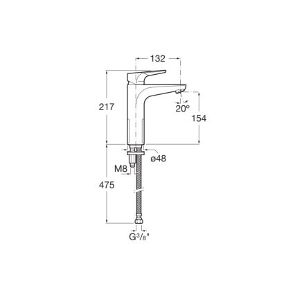 Roca A5A3D90C00 - Miscelatore per lavabo ATLAS 21,7 cm, finitura cromata lucida