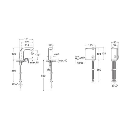 Roca A5A5509C00 - Miscelatore per lavabo a sensore L20 230V, cromo lucido