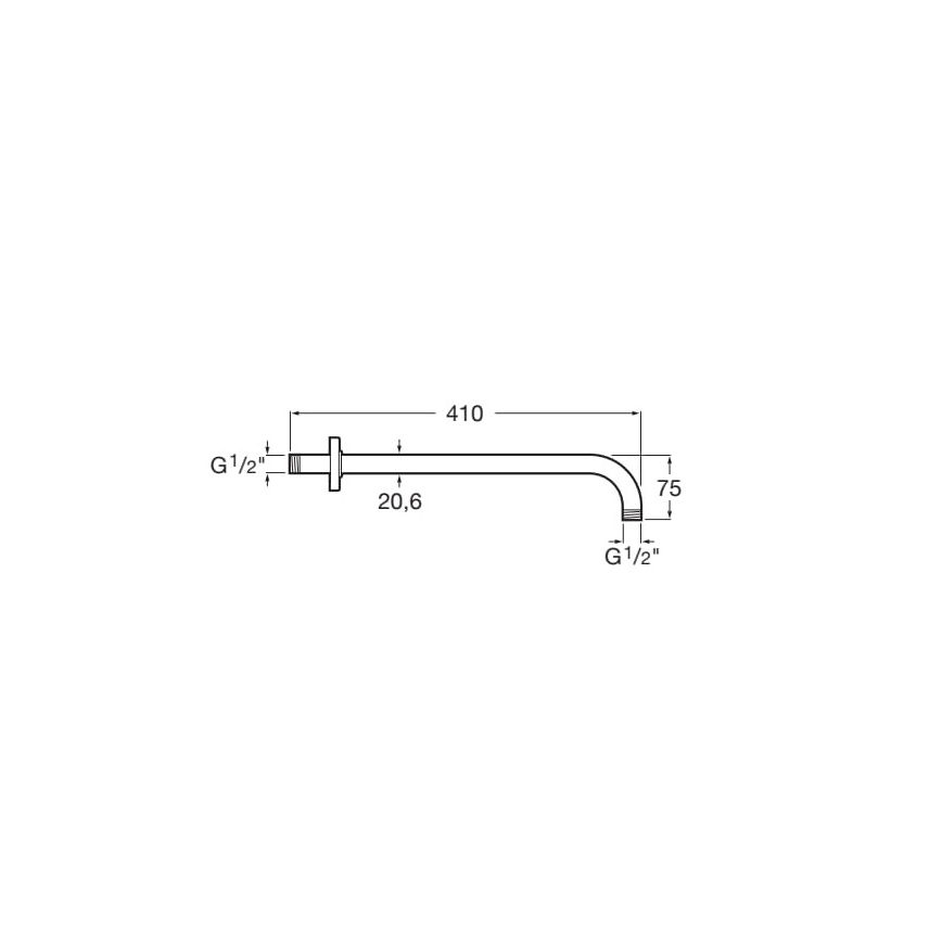 Roca A5B0250C00 - Braccio doccia RAINDREAM 40 cm, cromo lucido