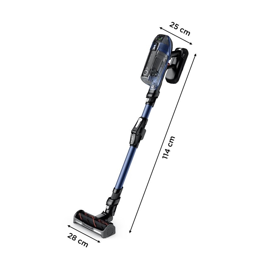 Rowenta - Aspirapolvere a bastone con mop X-FORCE FLEX ANIMAL AQUA AUTO 3 in 1 480W/32,4V 2500 mAh blu