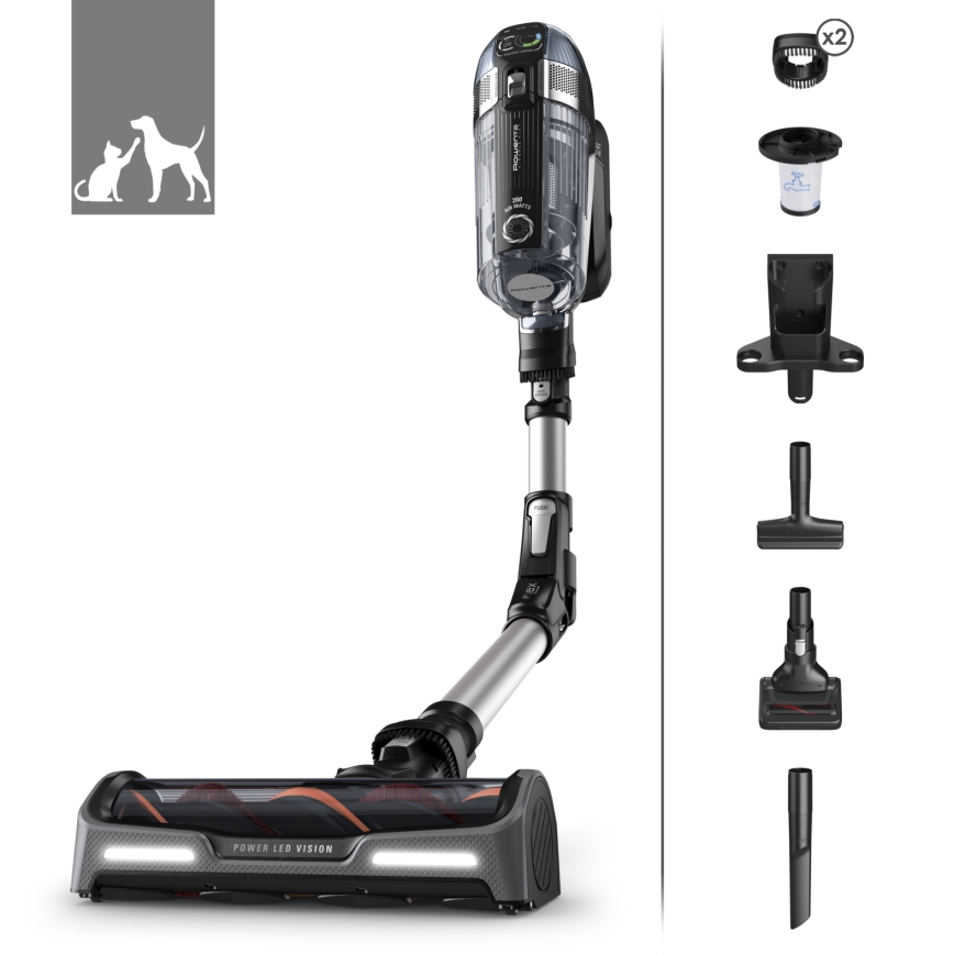Rowenta - Scopa elettrica 3 in 1 X-FORCE ANIMAL AUTO 480W/32,4V nera 2000 mAh