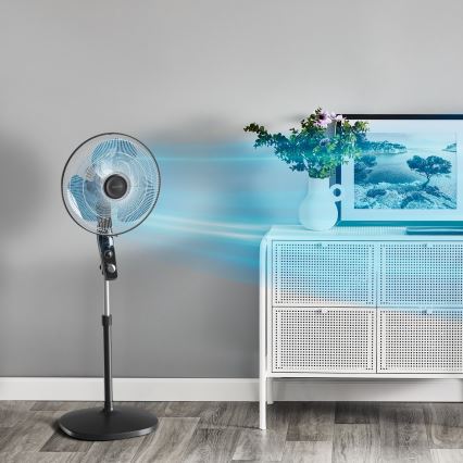 Rowenta - Ventilatore a piantana Ø 40 cm con repellente ESSENTIAL+ 60 W/230 V 130 cm nero