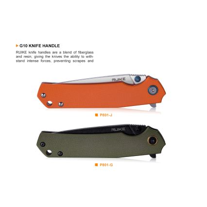 Ruike RUP801G - Coltello tascabile pieghevole 20 cm verde