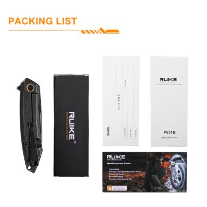 Ruike RUP831SSB - Coltello compatto pieghevole 19,5 cm nero