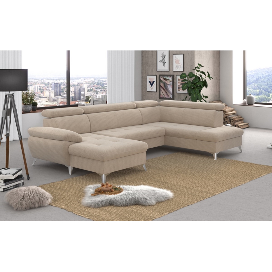 Salotto angolare pieghevole a U con contenitore CATANIA beige dx