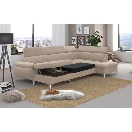 Salotto angolare pieghevole a U con contenitore CATANIA beige dx