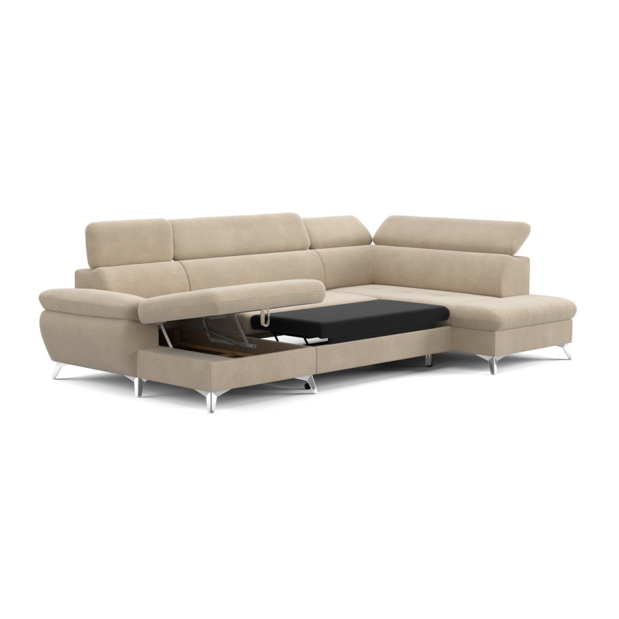 Salotto angolare pieghevole a U con contenitore CATANIA beige dx