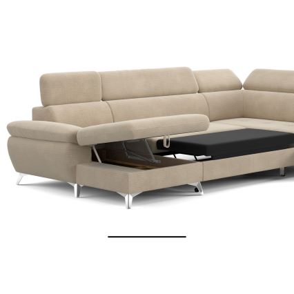 Salotto angolare pieghevole a U con contenitore CATANIA beige dx