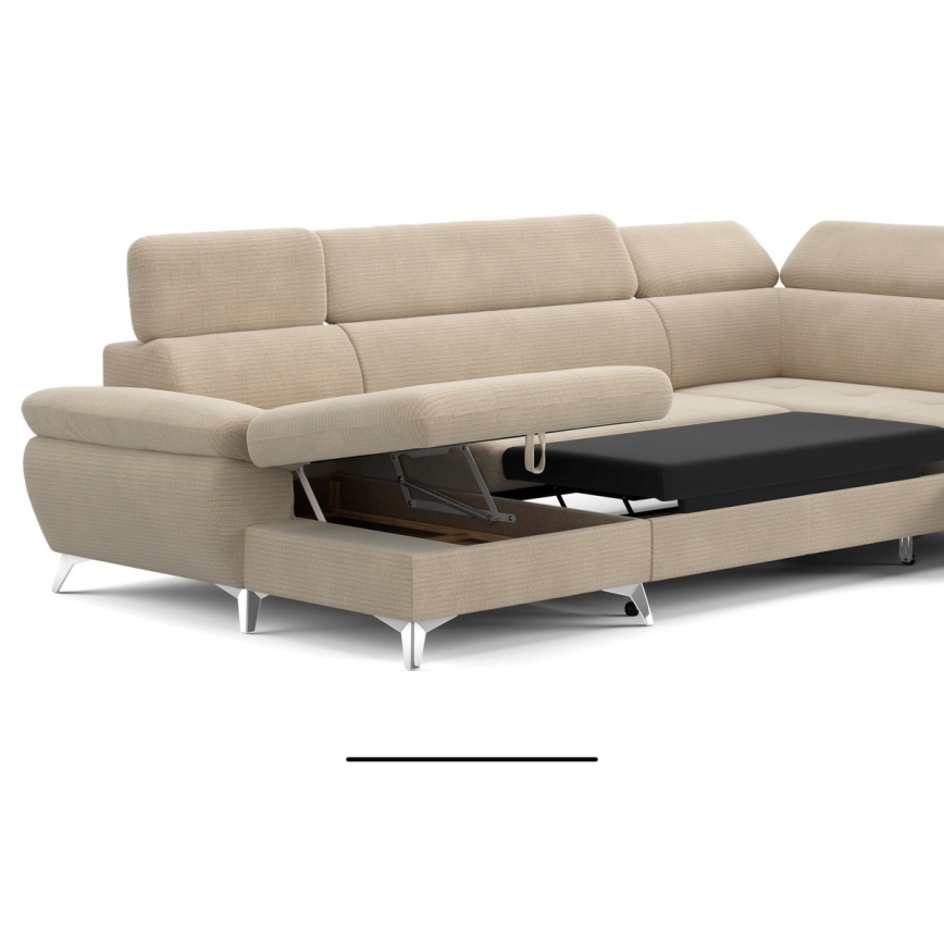 Salotto angolare pieghevole a U con contenitore CATANIA beige dx