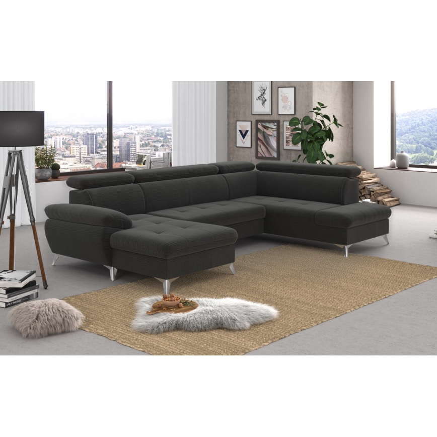 Salotto angolare pieghevole a U con contenitore CATANIA grafite dx