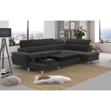 Salotto angolare pieghevole a U con contenitore CATANIA grafite dx