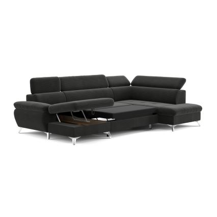 Salotto angolare pieghevole a U con contenitore CATANIA grafite dx