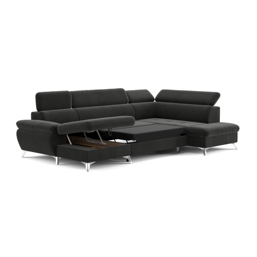 Salotto angolare pieghevole a U con contenitore CATANIA grafite dx