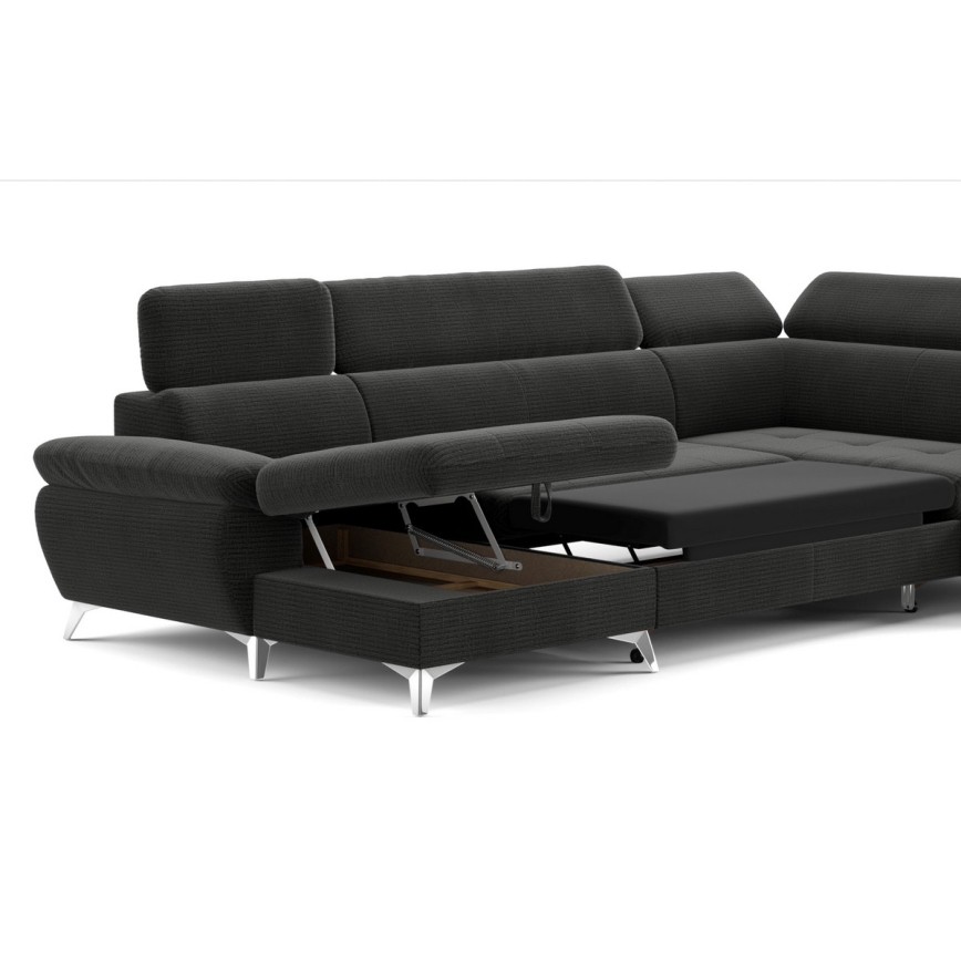 Salotto angolare pieghevole a U con contenitore CATANIA grafite dx