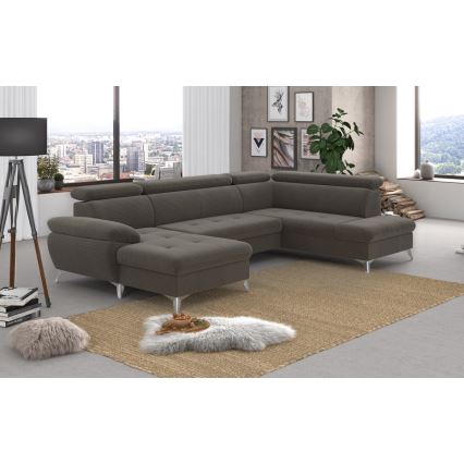 Salotto angolare pieghevole a U con contenitore CATANIA marrone  dx