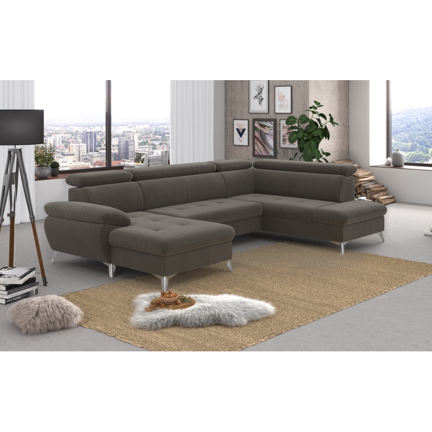 Salotto angolare pieghevole a U con contenitore CATANIA marrone  dx