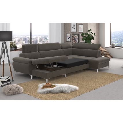 Salotto angolare pieghevole a U con contenitore CATANIA marrone  dx