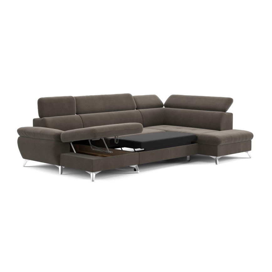 Salotto angolare pieghevole a U con contenitore CATANIA marrone  dx