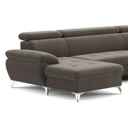 Salotto angolare pieghevole a U con contenitore CATANIA marrone  dx