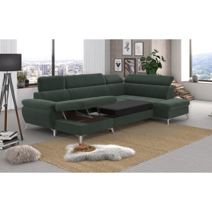 Salotto angolare pieghevole a U con contenitore CATANIA verde dx