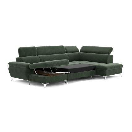 Salotto angolare pieghevole a U con contenitore CATANIA verde dx
