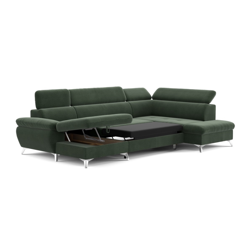 Salotto angolare pieghevole a U con contenitore CATANIA verde dx