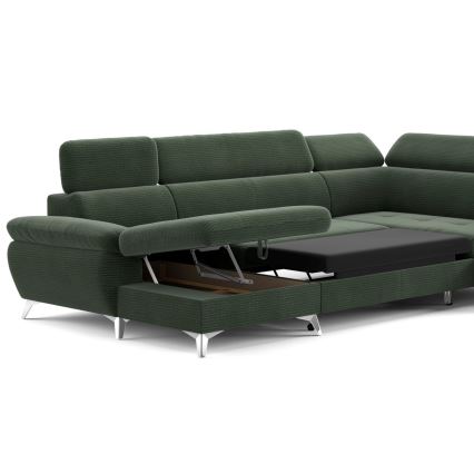 Salotto angolare pieghevole a U con contenitore CATANIA verde dx