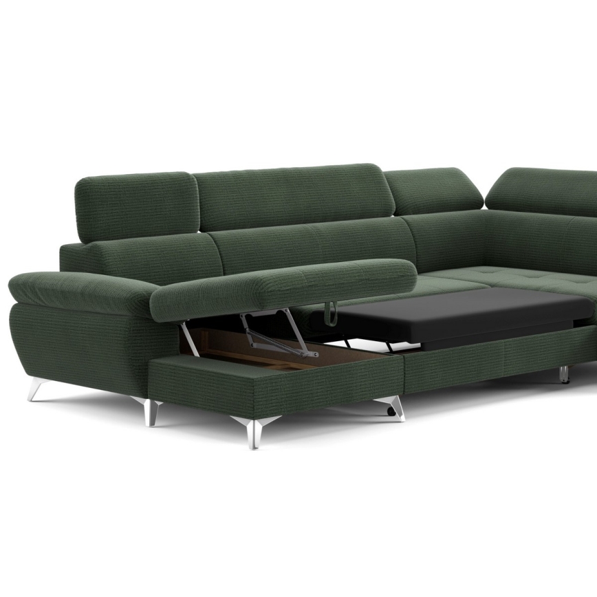 Salotto angolare pieghevole a U con contenitore CATANIA verde dx