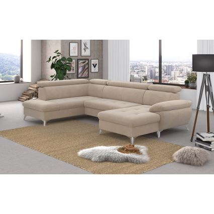 Salotto angolare pieghevole a U con vano portaoggetti CATANIA left beige