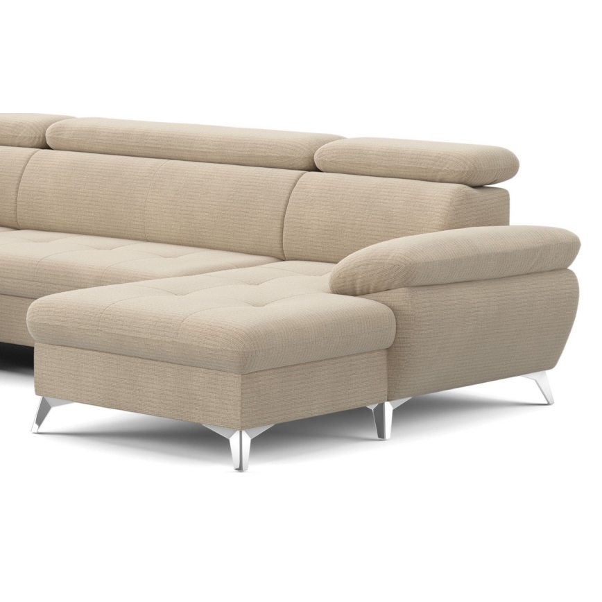 Salotto angolare pieghevole a U con vano portaoggetti CATANIA left beige